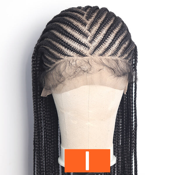 HD Full Lace Braided Wig 36" Invisible Knots Tribal Braids Lemonade Braids Cornrows-MBW30