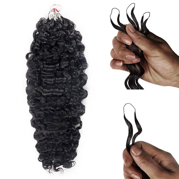 【Seamless Crochet Braids】Burmese Curly Soft Feather Crochet Hair Newest Micro Ring Loop Crochet 100% Human Hair MBW52