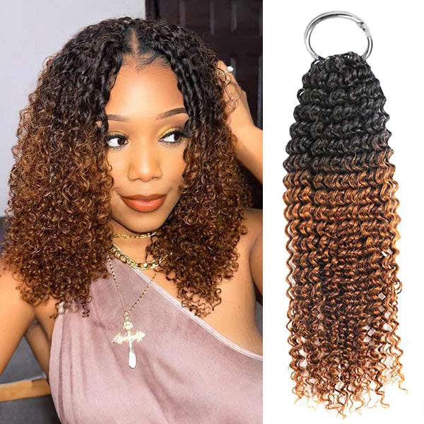 【Knotless Pre-looped Crochet Braids】#T2/30 Ombre Kinky Curly Crochet Human Hair Extensions Easy Install MBW57