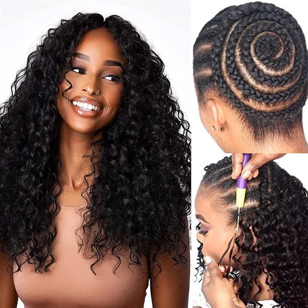 【Seamless Crochet Braids】Water Wave Soft Feather Crochet Hair Newest Micro Ring Loop Crochet 100% Human Hair MBW53