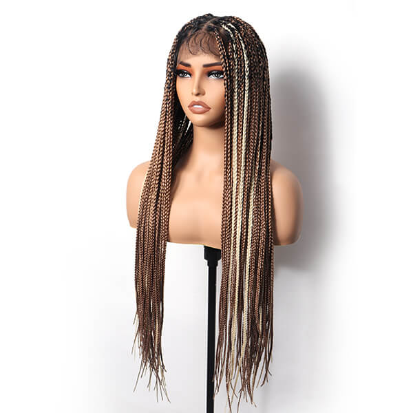 blonde highlight box braided wig