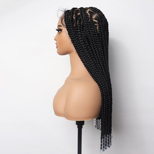 box braid wig with beads