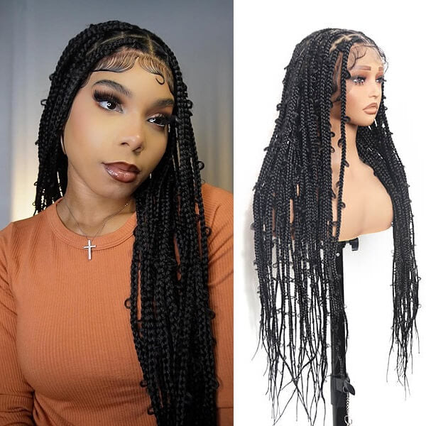 Full HD Lace Butterfly Braids Hand Tied Invisible Knots Box Braided Wig 36" Inch-MBW36