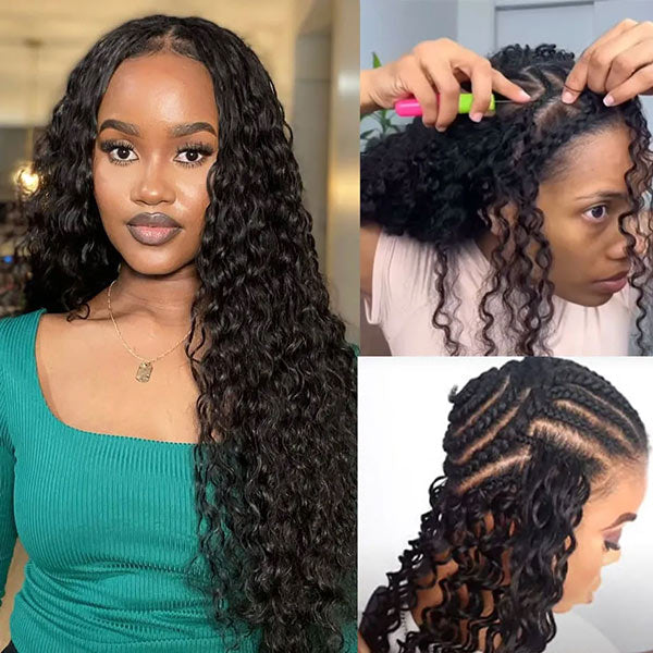 【Seamless Crochet Braids】Water Wave Soft Feather Crochet Hair Newest Micro Ring Loop Crochet 100% Human Hair MBW53