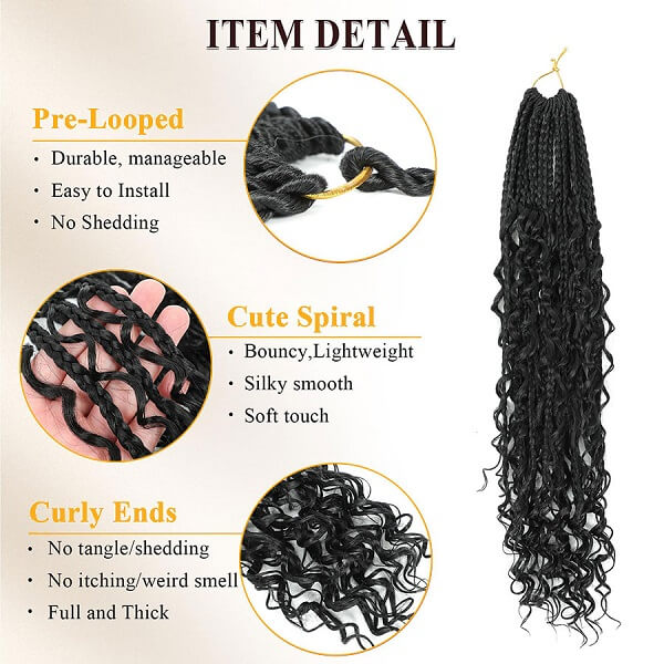 Boho Braids Crochet Braids Bohemian Braids With Curls Crochet Hair 24 Inch-MBW42