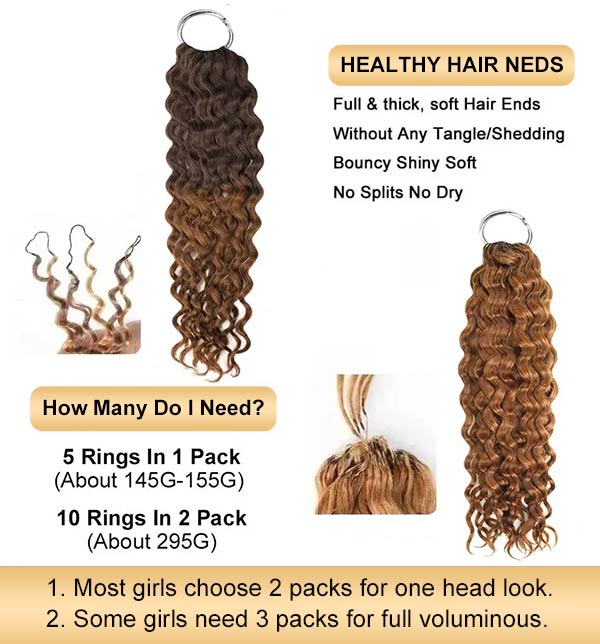 【Seamless Crochet Braids】#2 #4 #27 #30 #P4/27 #T2/30 Water Wave Soft Feather Crochet Hair Micro Ring Loop 100% Human Hair MBW55