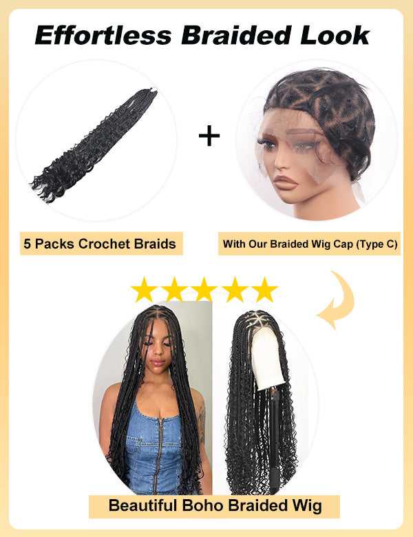 Boho Braids Crochet Braids Bohemian Braids With Curls Crochet Hair 24 Inch-MBW42