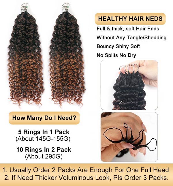 【Knotless Pre-looped Crochet Braids】#T2/30 Ombre Kinky Curly Crochet Human Hair Extensions Easy Install MBW57