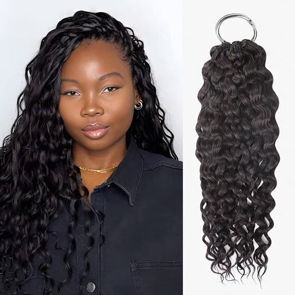【Seamless Crochet Braids】Water Wave Soft Feather Crochet Hair Newest Micro Ring Loop Crochet 100% Human Hair MBW53