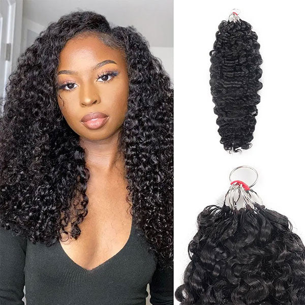 【Seamless Crochet Braids】Burmese Curly Soft Feather Crochet Hair Newest Micro Ring Loop Crochet 100% Human Hair MBW52