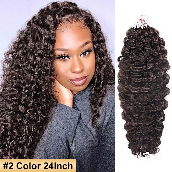 【Seamless Crochet Braids】#2 #4 #27 #30 #P4/27 #T2/30 Burmese Curly Soft Feather Crochet Hair Micro Ring Loop 100% Human Hair MBW54
