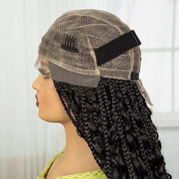 Knotless Bohemian Box Braids Wig With Curly Ends Tangle Less Full Lace Braided Wig 36 Inch-MBW26