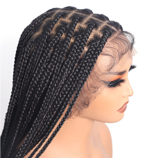 Hand-tied Invisi-Knot HD Full Lace Goddess Braid Wig Knotless Box Braids With Tangleless Curly Ends 36 Inch-MBW27