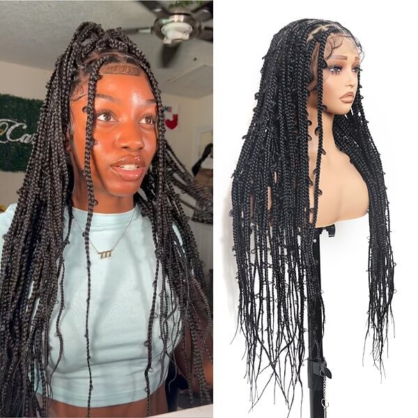 Full HD Lace Butterfly Braids Hand Tied Invisible Knots Box Braided Wig 36" Inch-MBW36