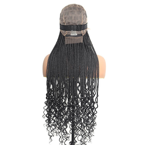 Hand-tied Invisi-Knot HD Full Lace Goddess Braid Wig Knotless Box Braids With Tangleless Curly Ends 36 Inch-MBW27