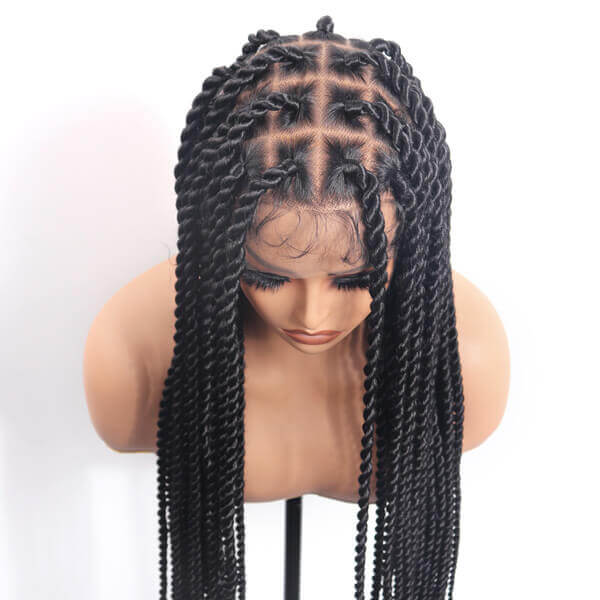 Full HD Lace Twisted Wig Invisible Tiny Knots Full Hand Tied Senegalese Twists Braided Wig 36 Inch-MBW34