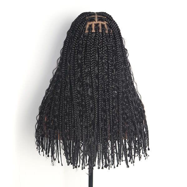 Invisible Knots HD Full Lace Mid-bob Boho Braids Wig With Tangleless Curls Braided Wig For Black Women 18 Inch-MBW28