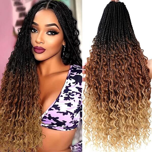 Boho Braids Crochet Braids Bohemian Braids With Curls Crochet Hair 24 Inch-MBW42
