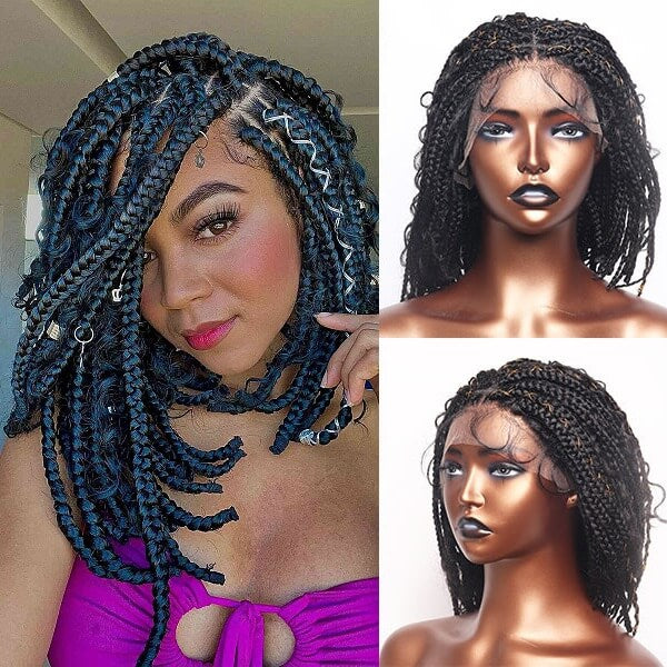 Boho Bob Box Braided Wig Knotless Goddess Braids With Baby Hair14" 13x4 Lace Braided Wig-MBW16