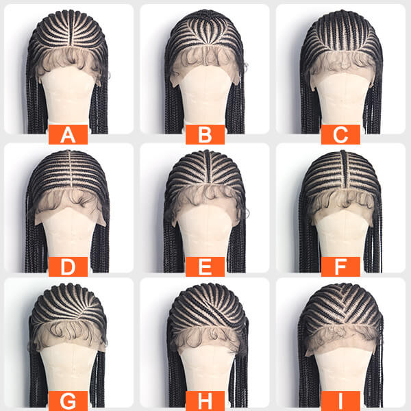 HD Full Lace Braided Wig 36" Invisible Knots Tribal Braids Lemonade Braids Cornrows-MBW30
