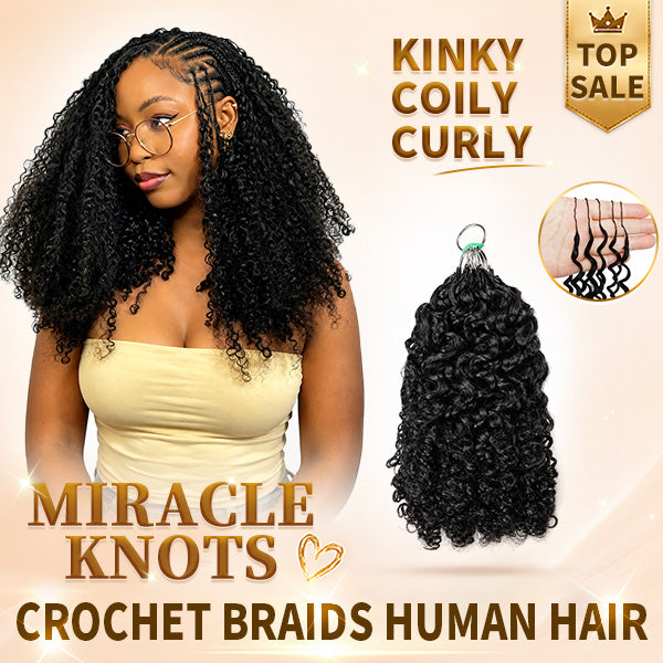 【Seamless Crochet Braids Hair】Kinky Coily Curly Knotless Pre-Looped 100% Crochet Human Hair Extensions for Easy Install MBW59