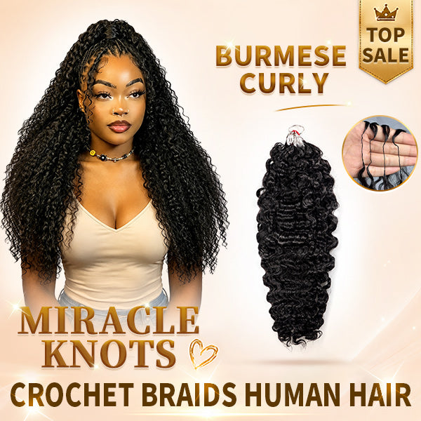 【Seamless Crochet Braids】Burmese Curly Soft Feather Crochet Hair Newest Micro Ring Loop Crochet 100% Human Hair MBW52