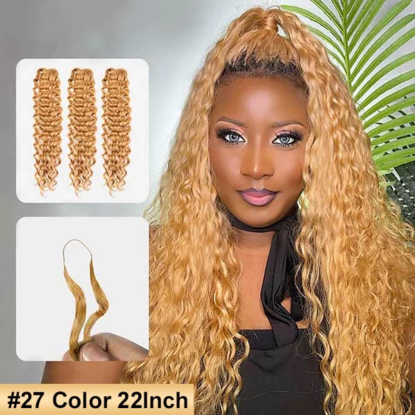 【Seamless Crochet Braids】#2 #4 #27 #30 #P4/27 #T2/30 Water Wave Soft Feather Crochet Hair Micro Ring Loop 100% Human Hair MBW55