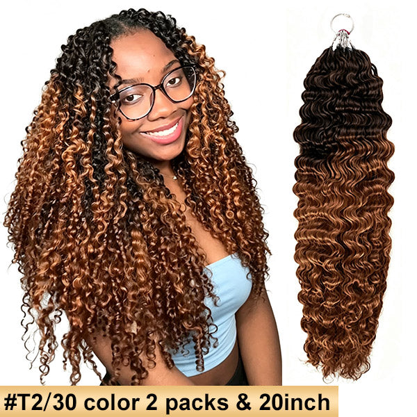 【Seamless Crochet Braids】#2 #4 #27 #30 #P4/27 #T2/30 Burmese Curly Soft Feather Crochet Hair Micro Ring Loop 100% Human Hair MBW54