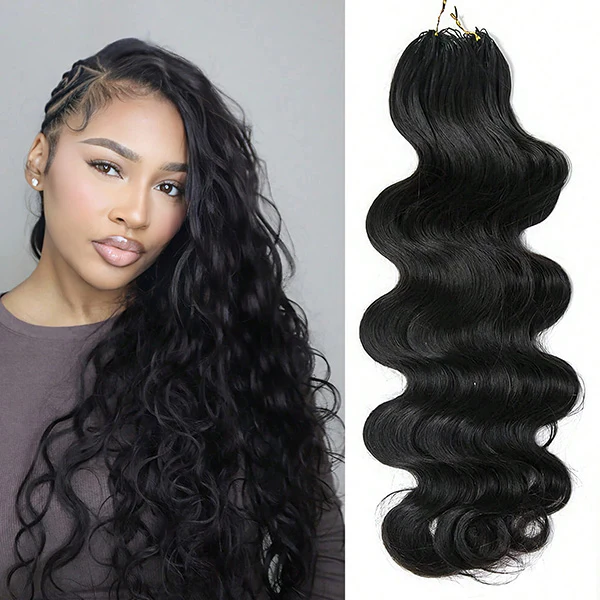 【Seamless Crochet Braids】Soft Feather Crochet Braids Hair Newest Micro Ring Loop 100% Crochet Human Hair Extensions MBW51
