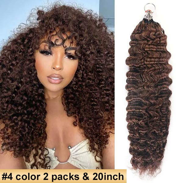 【Seamless Crochet Braids】#2 #4 #27 #30 #P4/27 #T2/30 Burmese Curly Soft Feather Crochet Hair Micro Ring Loop 100% Human Hair MBW54