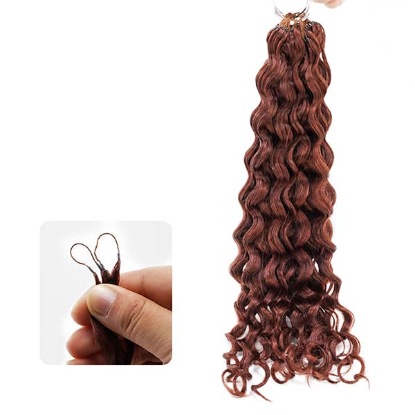 【Knotless Pre-looped Crochet Braids】#33 Reddish Brown Crochet Human Hair Extensions Easy Install MBW61