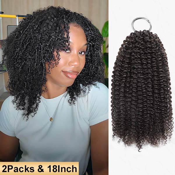 【Seamless Crochet Braids Hair】Afro Kinky Curly Knotless Pre-Looped 100% Crochet Human Hair Extensions for Easy Install MBW58