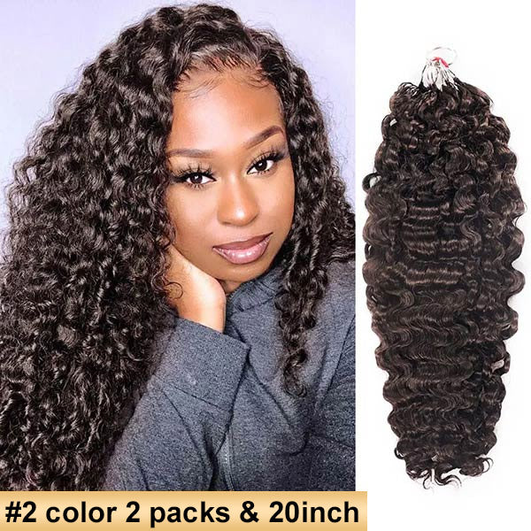 【Seamless Crochet Braids】#2 #4 #27 #30 #P4/27 #T2/30 Burmese Curly Soft Feather Crochet Hair Micro Ring Loop 100% Human Hair MBW54