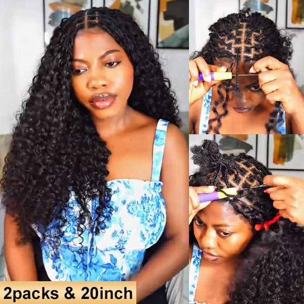 【Seamless Crochet Braids Hair】Kinky Coily Curly Knotless Pre-Looped 100% Crochet Human Hair Extensions for Easy Install MBW59