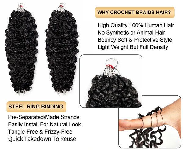 【Seamless Crochet Braids】Soft Feather Crochet Braids Hair Newest Micro Ring Loop 100% Crochet Human Hair Extensions MBW51