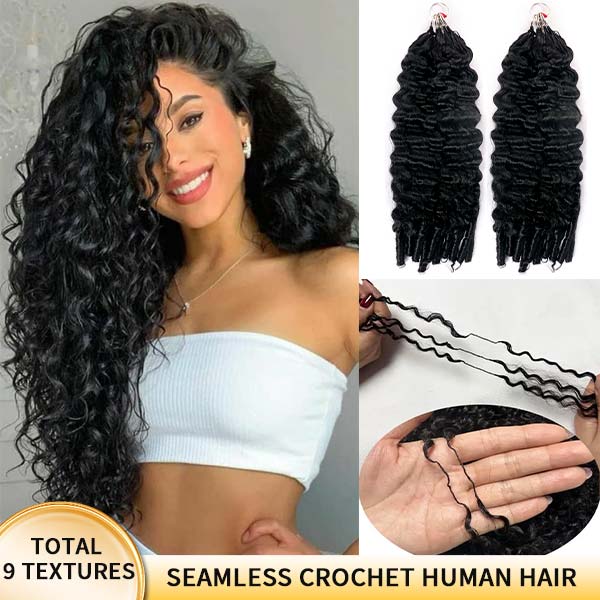 【Seamless Crochet Braids】Soft Feather Crochet Braids Hair Newest Micro Ring Loop 100% Crochet Human Hair Extensions MBW51