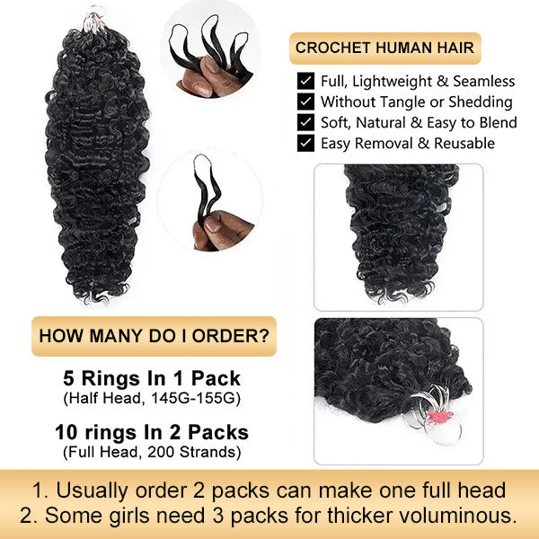 【Seamless Crochet Braids】Soft Feather Crochet Braids Hair Newest Micro Ring Loop 100% Crochet Human Hair Extensions MBW51