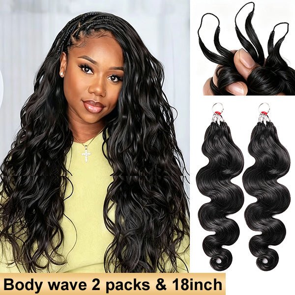【Seamless Crochet Braids】Soft Feather Crochet Braids Hair Newest Micro Ring Loop 100% Crochet Human Hair Extensions MBW51