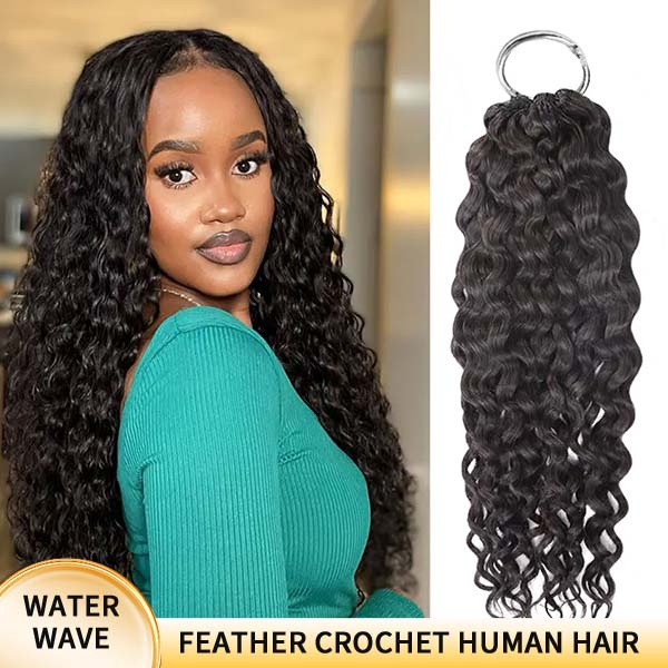 【Seamless Crochet Braids】Water Wave Soft Feather Crochet Hair Newest Micro Ring Loop Crochet 100% Human Hair MBW53