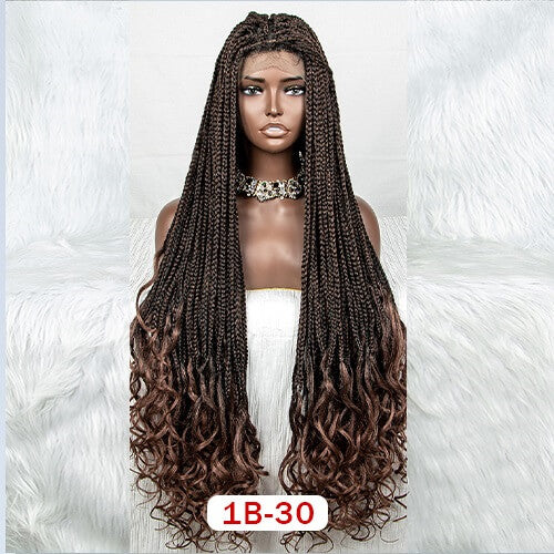 1b/30 box braided wig with wavy ends mybraidedwig