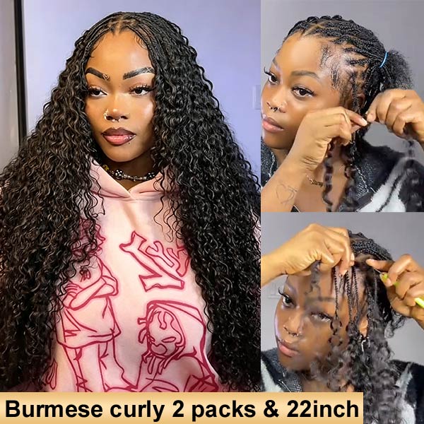 【Seamless Crochet Braids】Burmese Curly Soft Feather Crochet Hair Newest Micro Ring Loop Crochet 100% Human Hair MBW52
