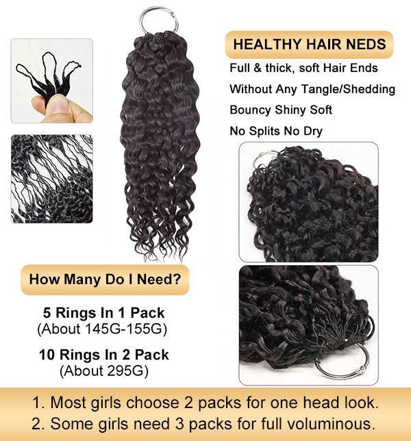 【Seamless Crochet Braids】Water Wave Soft Feather Crochet Hair Newest Micro Ring Loop Crochet 100% Human Hair MBW53