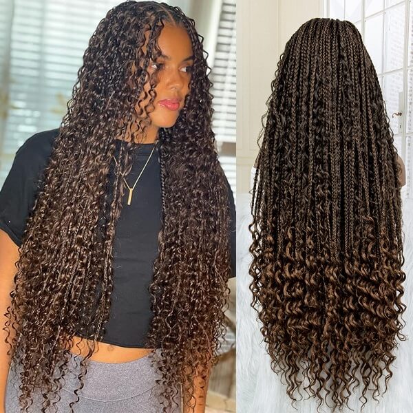 Knotless Boho Box Braided Wig 36" Over Hip Length Tangle-Less Full HD Lace Braided Wig-MBW23