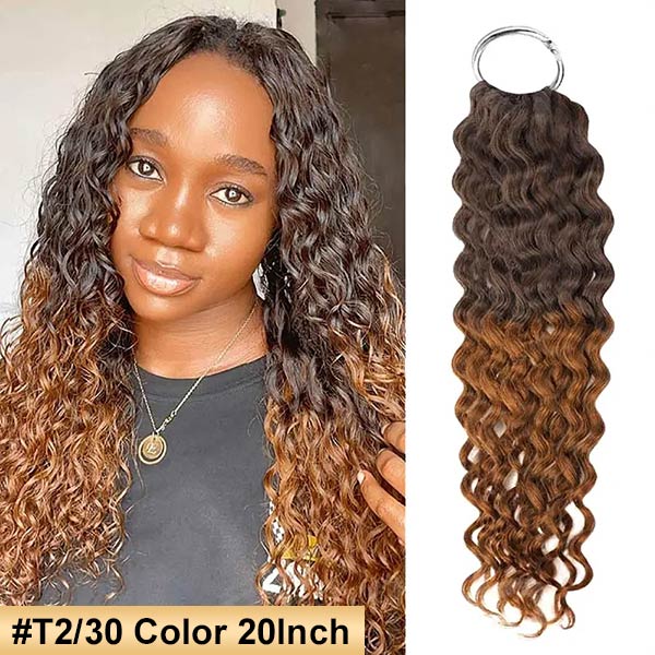 【Seamless Crochet Braids】#2 #4 #27 #30 #P4/27 #T2/30 Water Wave Soft Feather Crochet Hair Micro Ring Loop 100% Human Hair MBW55