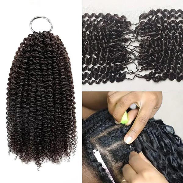 【Seamless Crochet Braids Hair】Afro Kinky Curly Knotless Pre-Looped 100% Crochet Human Hair Extensions for Easy Install MBW58