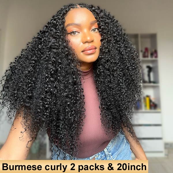 【Seamless Crochet Braids】Burmese Curly Soft Feather Crochet Hair Newest Micro Ring Loop Crochet 100% Human Hair MBW52