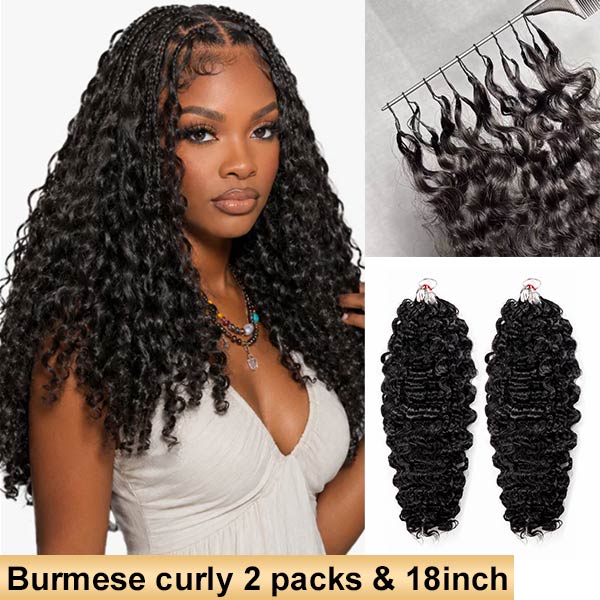 【Seamless Crochet Braids】Burmese Curly Soft Feather Crochet Hair Newest Micro Ring Loop Crochet 100% Human Hair MBW52