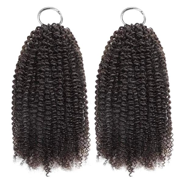 【Seamless Crochet Braids Hair】Afro Kinky Curly Knotless Pre-Looped 100% Crochet Human Hair Extensions for Easy Install MBW58