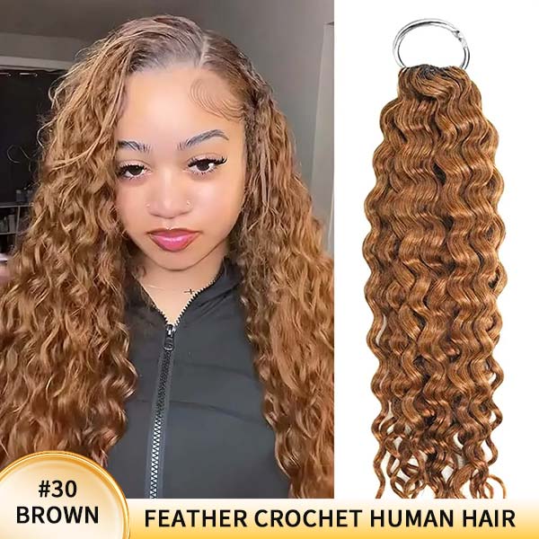 【Seamless Crochet Braids】#2 #4 #27 #30 Soft Feather Crochet Human Hair 1Pack Price (145-155G Half Head, Suggest Ordering 2Packs) MBW56
