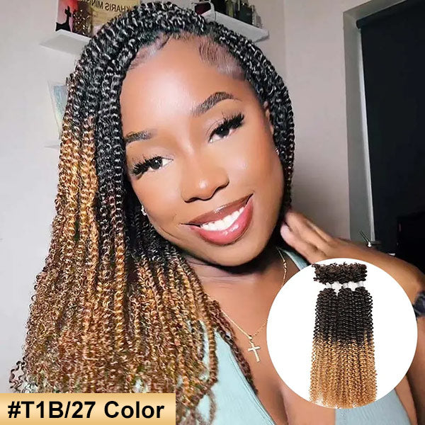 Passion Twist Ombre Color Human Afro Kinky Bulk Curly Hair for Crochet Braiding Twist MBW47
